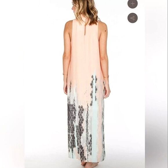 EVERLY MOCK NECK BORDER PRINT MAXI DRESS SIZE S - Picture 2 of 13